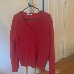 Monoprix 100% Cashmere Red Sweater - Size XL (Small Defect)